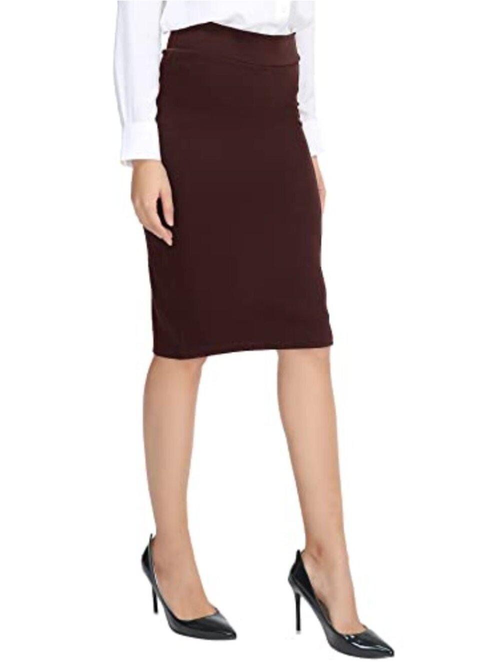 Women's High Stretch Bodycon Midi Pencil Skirt Pull On